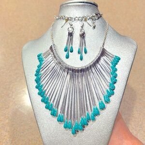 Like New! Turquoise Drops Necklace and Earrings Set